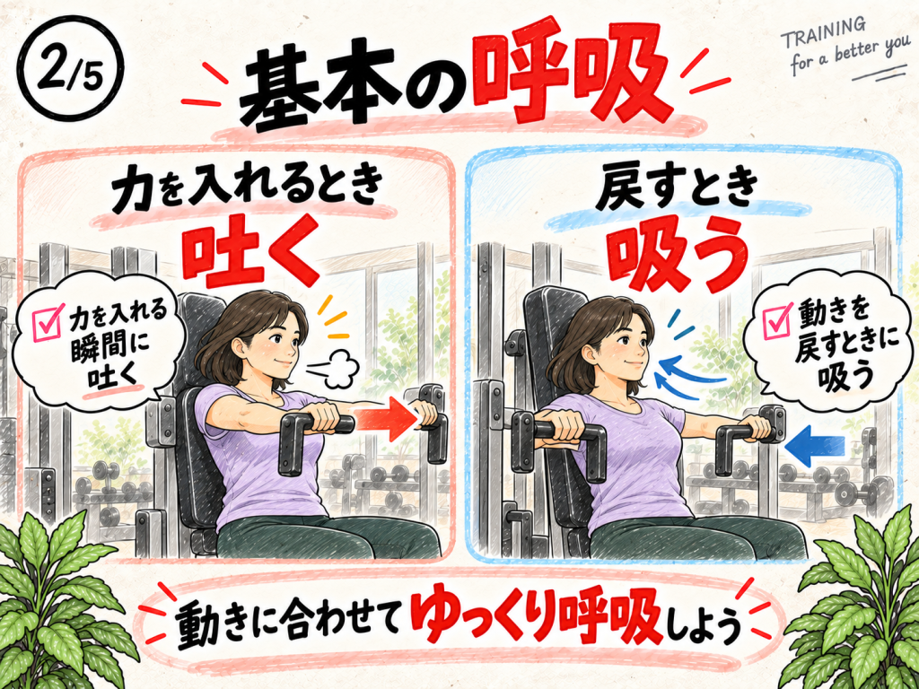 筋トレで力を出すときに息を吐き、戻すときに息を吸う基本の呼吸方法